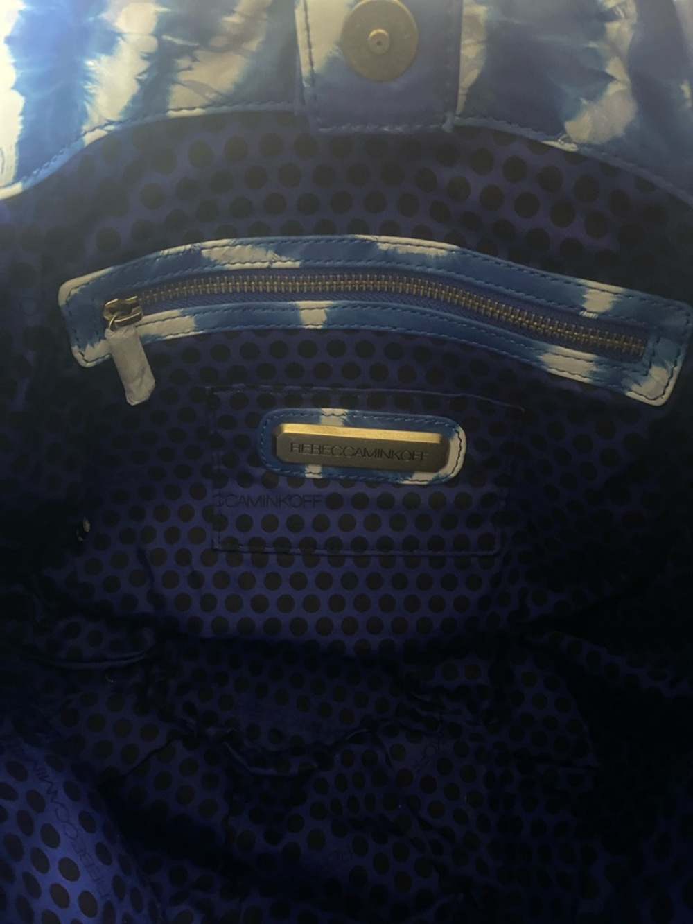 RARE Sample NWT Rebecca Minkoff Easy Rider Blue and White Tie-Dye Hobo Bag - Picture 9 of 16